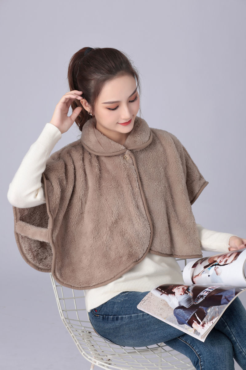 秋冬加厚保暖睡觉防寒披肩女外搭护颈护背坎肩护肩套神器毛茸茸披肩