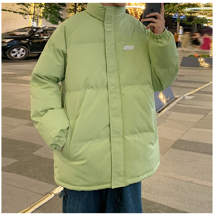 佰特适 美式复古晋江棉服男牛油果绿棉服男冬季加厚美式oversize棉衣