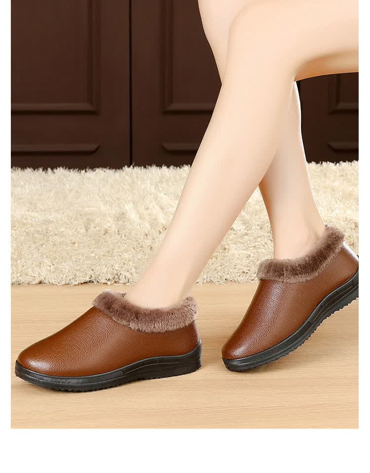 piruity冬季布鞋女棉鞋防水防滑厚底老年人保暖棉鞋加绒加厚妈妈鞋a23