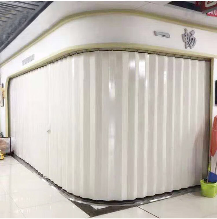 pvc折叠门推拉门开放式厨房燃气简易临时门免打孔卫生间隐形隔断 双面
