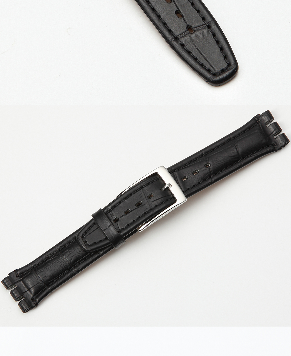 真皮表带适用斯沃琪手表带ycsyasygs真皮小牛皮男表带经典针扣皮表带