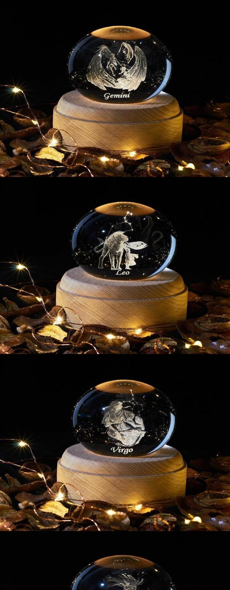 女儿生日礼物十二岁送给12岁妹妹女孩的生日礼物十二星座音乐盒水晶球