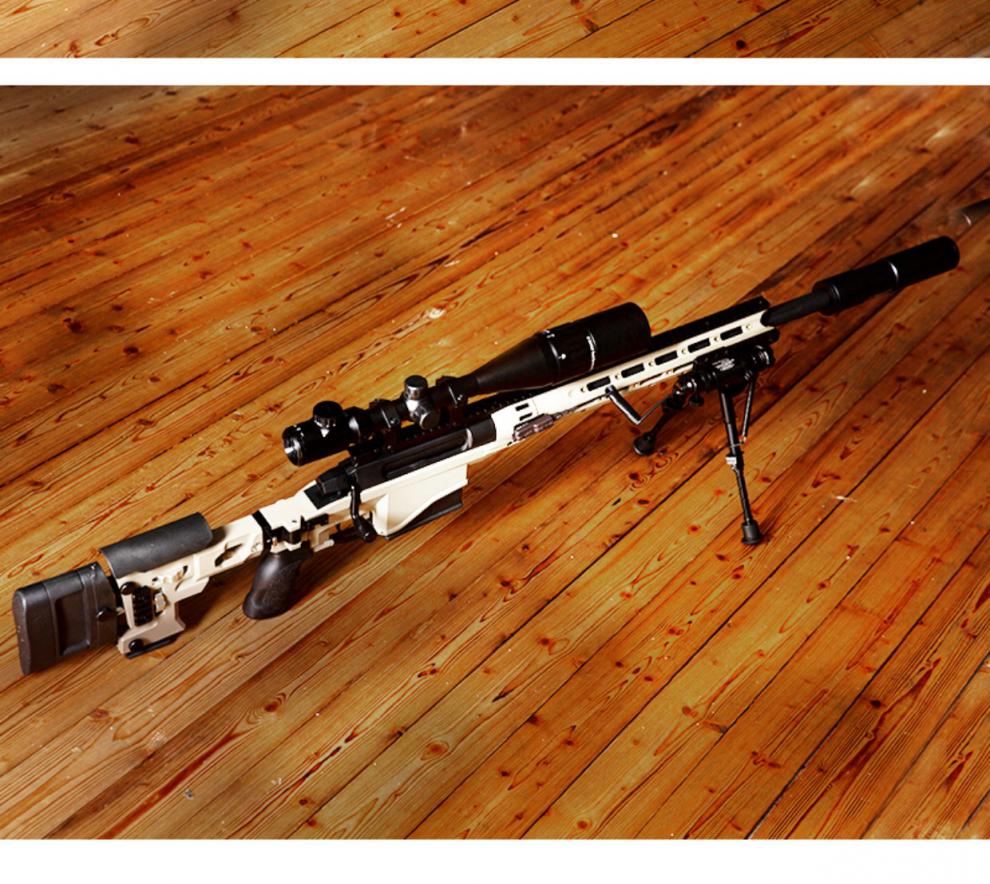 msr合金属仿i真玩具软弹抛壳枪男孩儿童成人模型发射器 沙色 金脚架