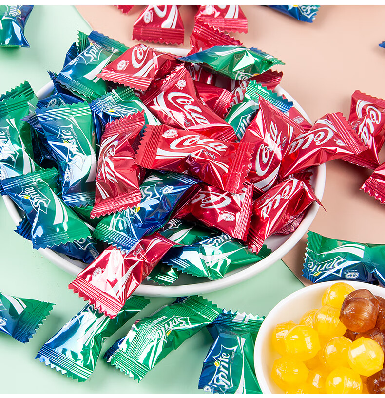 可乐味硬糖喜糖批发小零食品柠檬汽水味雪碧休闲糖果 可乐糖350g【约