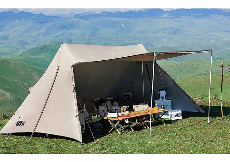 屋脊帐篷 云塔 a塔庇护所帐天幕帐篷户外大型露营防雨防晒黑胶遮阳棚