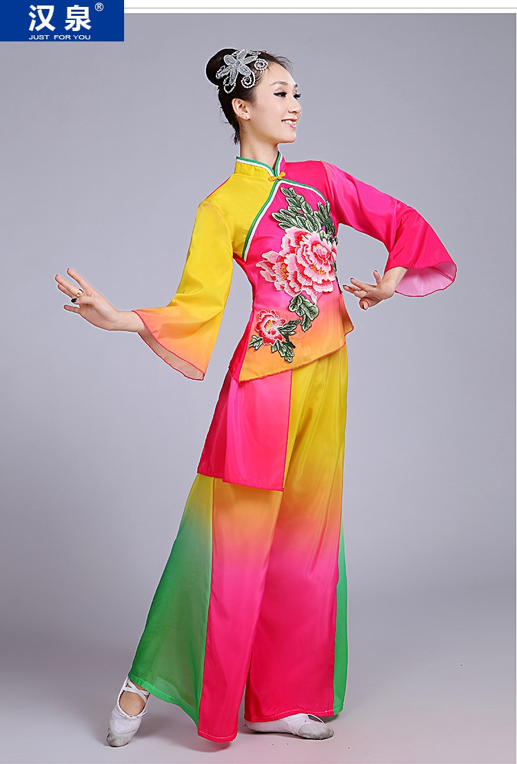 秧歌服新款民族扇子舞演出服中老年广场舞古典舞蹈服装成人女2019 浅