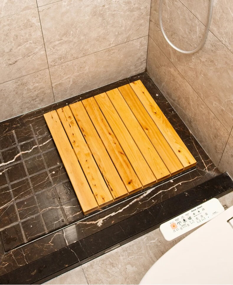 日式淋浴房防滑脚踏板 尚田日式卫生间淋浴房木防腐香柏木地板防水