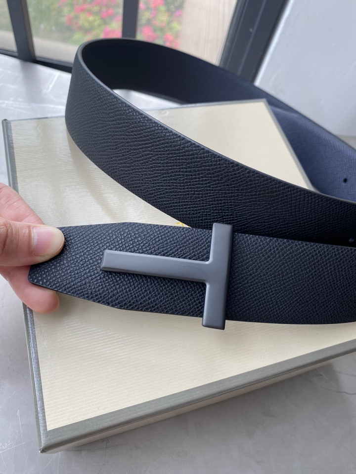 汤姆福特(tom ford)tf男士腰带手掌纹真皮双面使用简约商务t字皮带