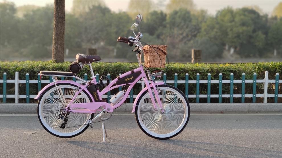 24寸女士粉色自行车女生复古变速单车经典轻便城市通勤脚踏车轻奢