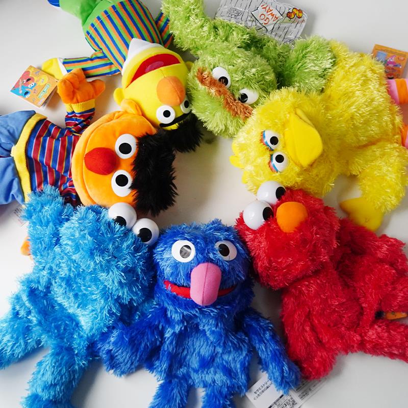 迪士尼芝麻街手偶手套腹语甜饼怪玩偶毛绒公仔玩具小鸟青蛙动物 xx眼