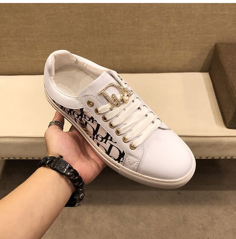 卡兰哲品牌欧美男鞋cd家老花字母小白鞋男士小蜜蜂印花休闲鞋潮牌板鞋