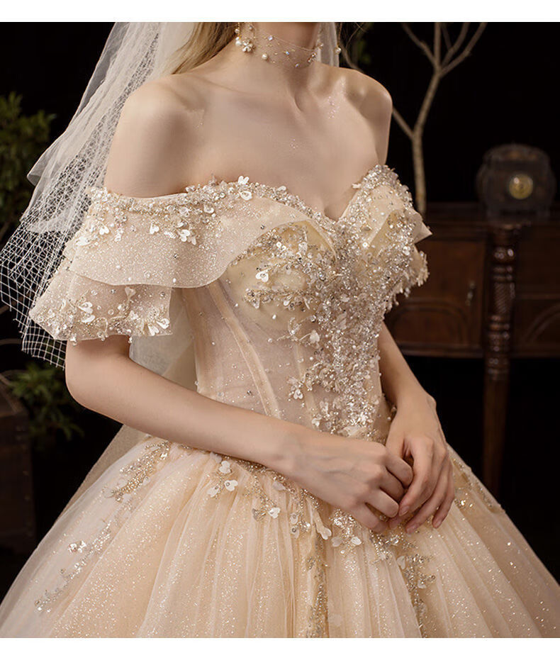 婚纱主婚纱主婚纱礼服2022新娘轻森系公主超仙气质矮个子长拖尾中国风