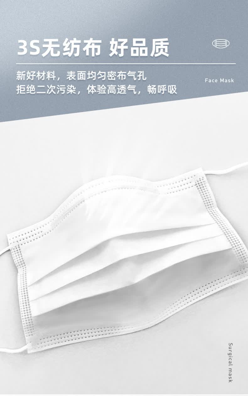 可孚外科口罩医用白色医护用囗罩三四层黑色医护防护厚 粉色-200只