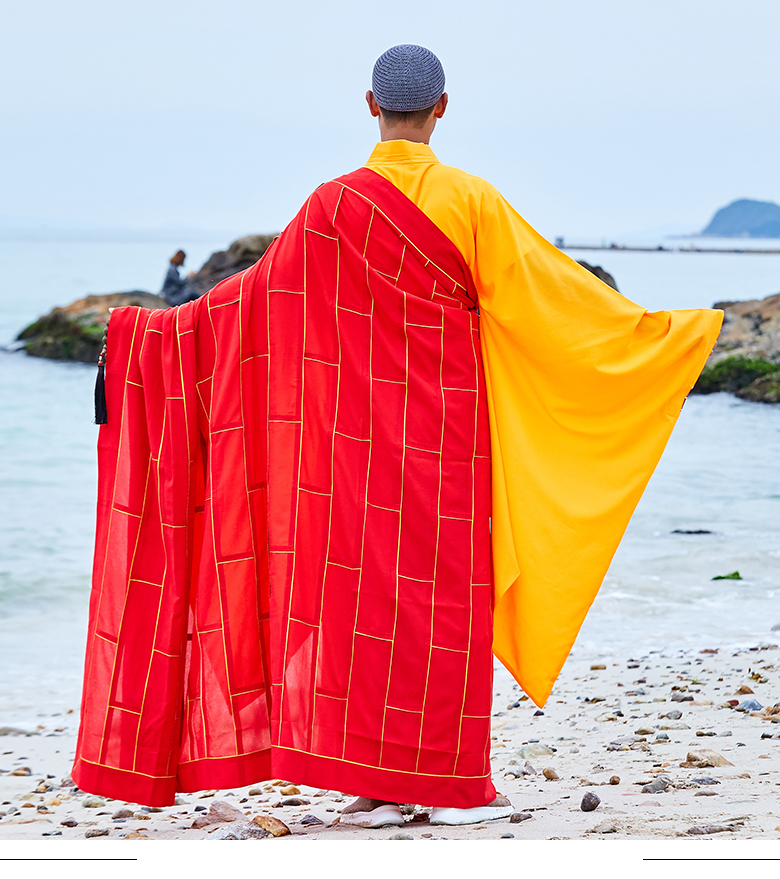 普舵祖衣袈裟僧服红色僧衣男佛教法衣和尚服僧袍