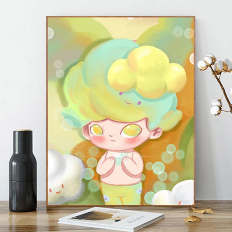 泡泡玛特diy数字填色画 油画填充手绘填色装饰 卡通解压手工画 520281