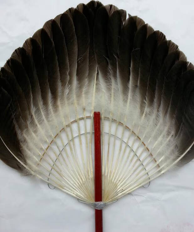 孔明羽毛扇手工艺羽毛扇子鹅毛扇子鹭毛扇诸葛亮孔明13号画金鱼