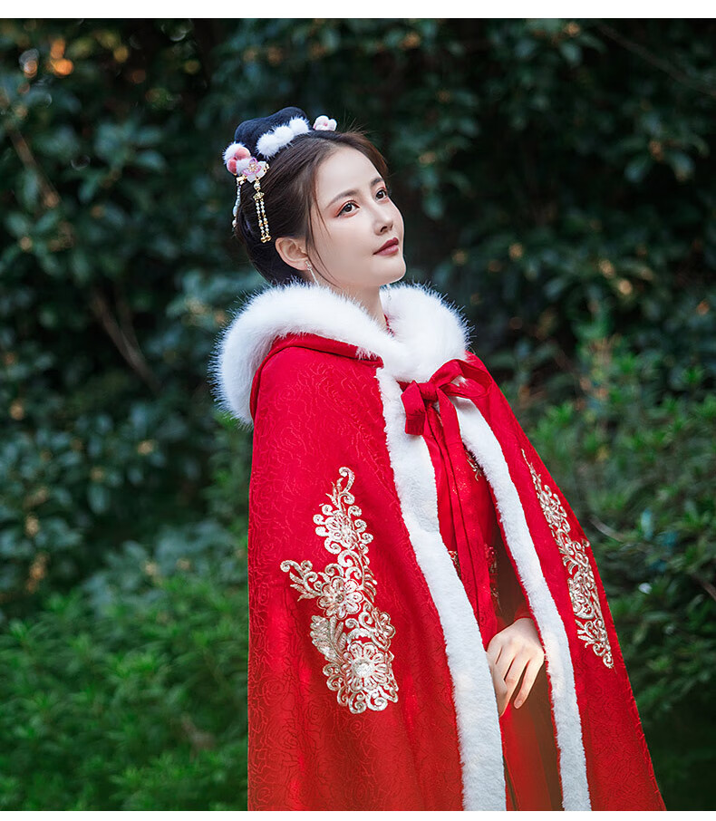 裳厢记汉服斗篷 古装汉服女冬季长款古风斗篷披风披肩加厚加绒保暖毛