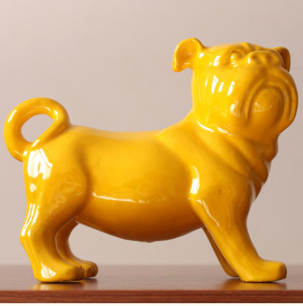珠筠 老板办公室陶瓷狗狗摆件客厅里的装饰品玄关生肖狗狗旺财狗守财