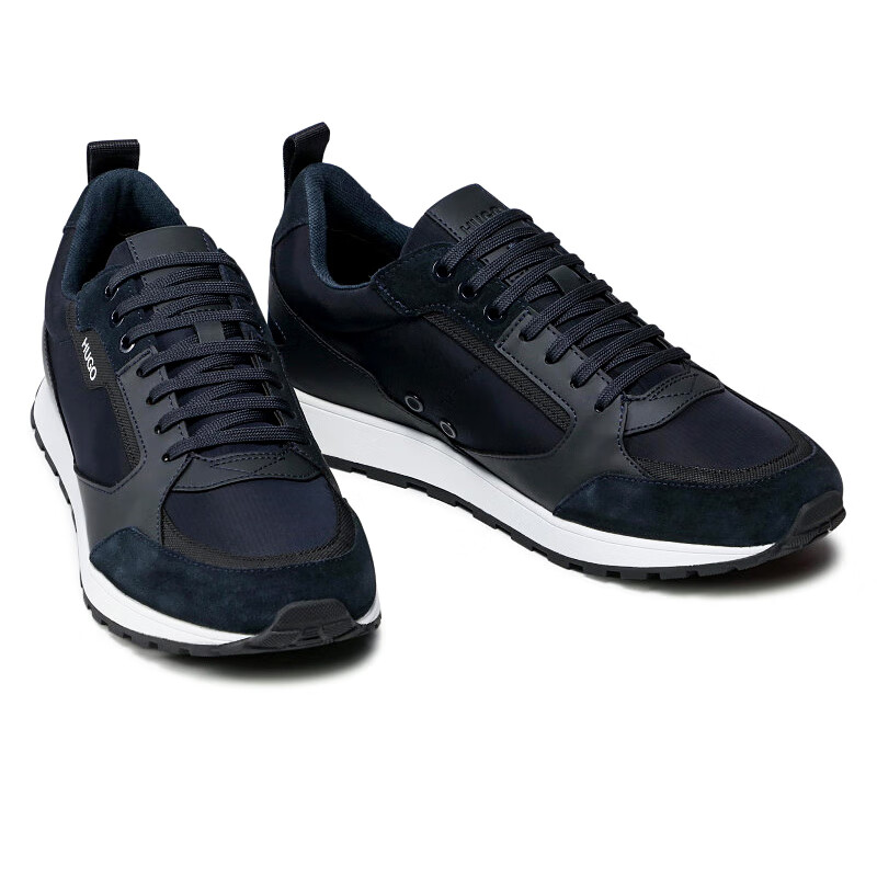 【现货】hugo boss雨果博斯男鞋微标logo印花饰平底鞋休闲运动鞋 白色