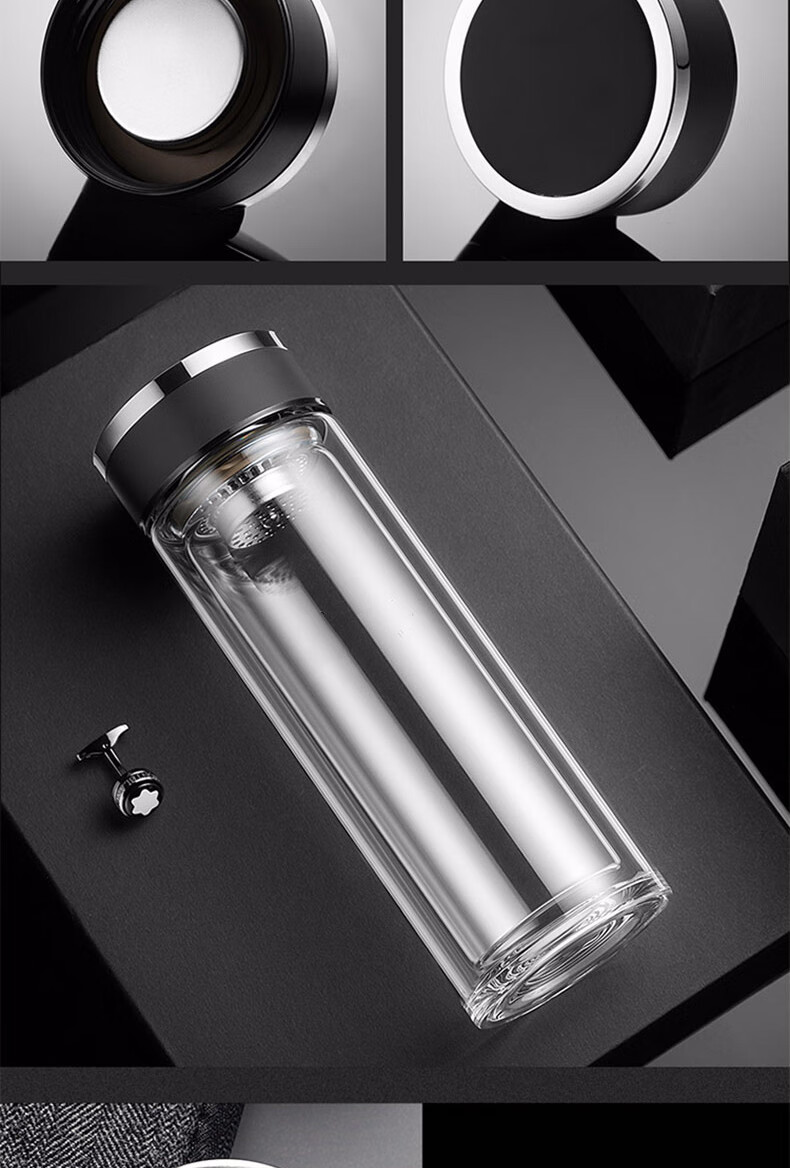 玻璃杯双层男加厚隔热泡茶杯家用透明水晶保温杯商务便携水杯 180ml