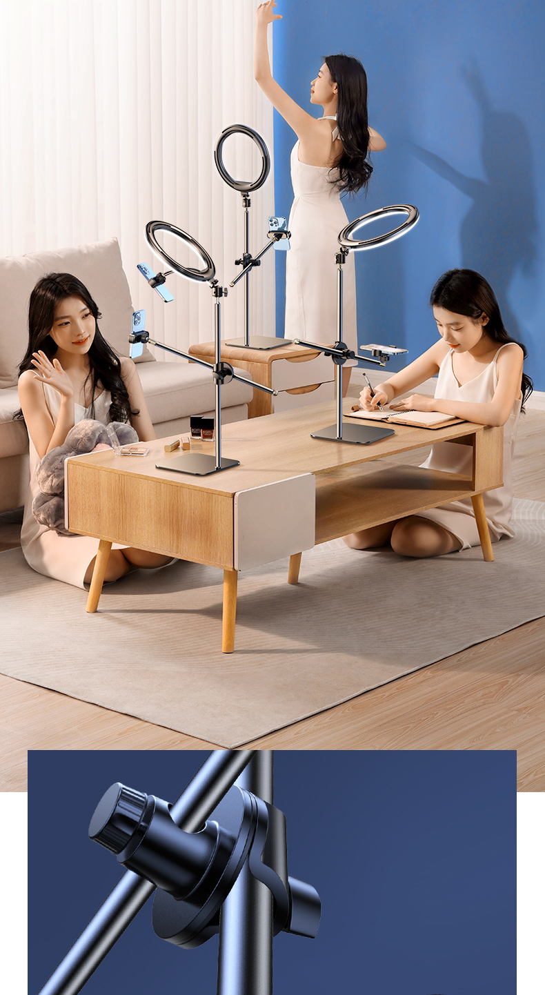 升级款 锐塔克手机支架直播【四棱俯拍】手机支架桌面自拍直播手机