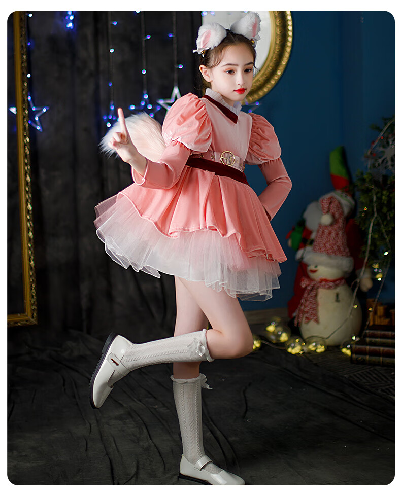 万圣节儿童服装女童cosplay玲娜贝儿粉色小狐狸演出礼服饰公主裙 单件