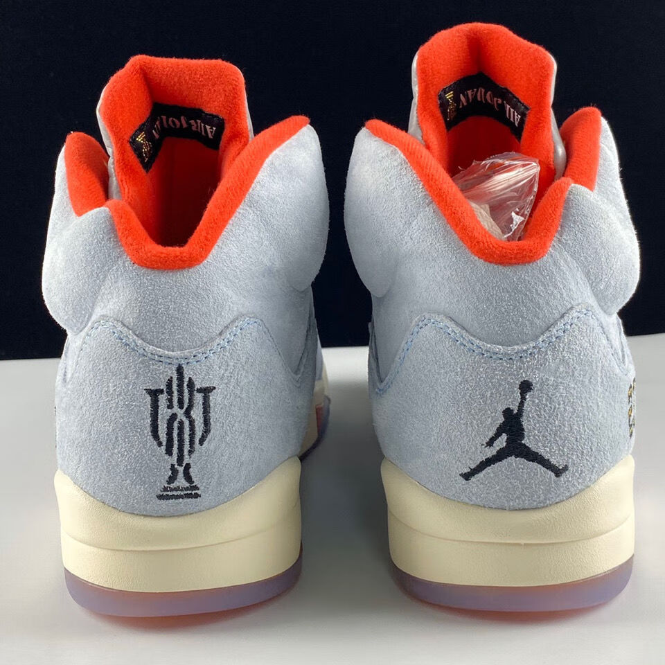 纯原级aj5冰蓝高帮休闲百搭乔5男女情侣球鞋学生党时尚设计冰蓝36