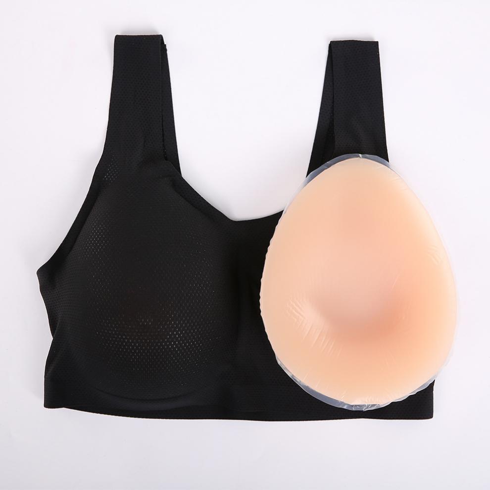 ae罩杯水滴形假乳房配内衣套装cd变装硅胶义乳背心内衣假胸情趣黑色