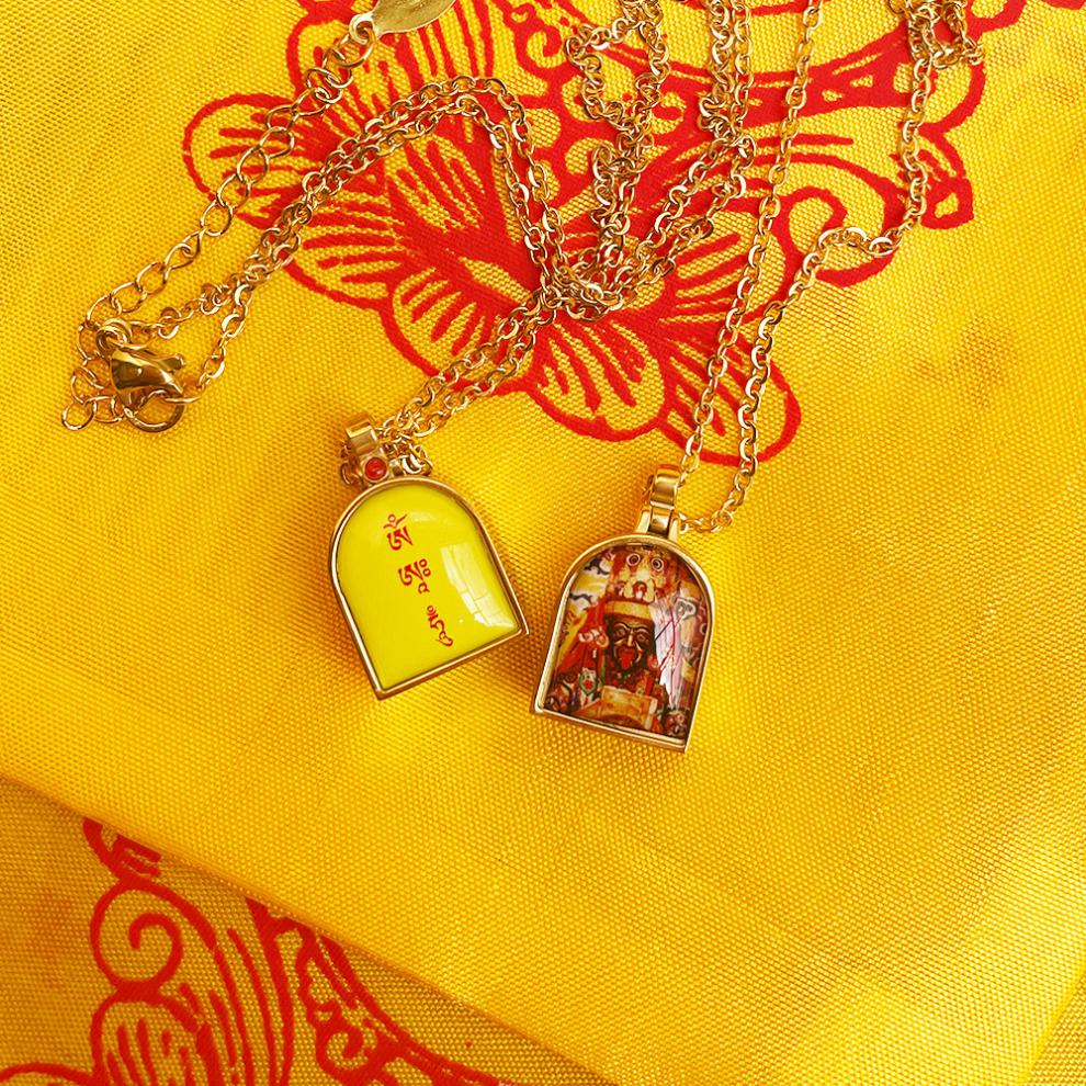 扎基寺扎基拉姆迷你小嘎乌盒项链挂坠 随身小唐卡像吊坠挂饰护身符