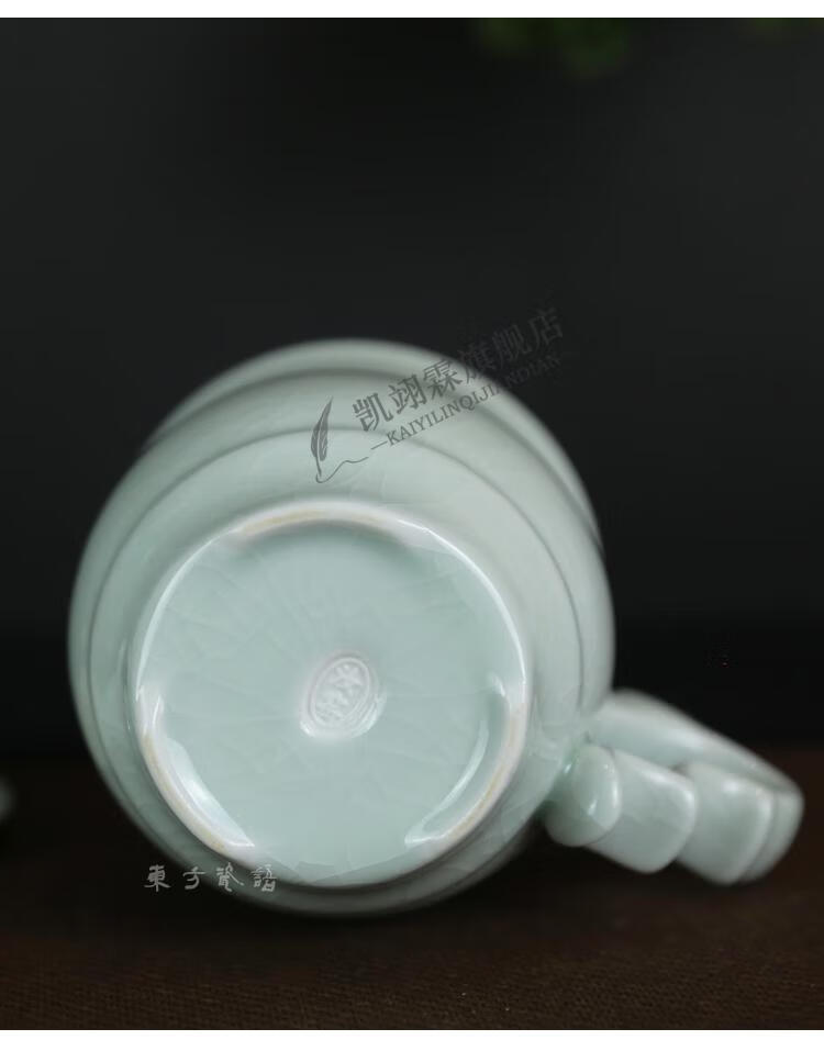 汝瓷龙头杯汝州汝窑上合如意龙头杯同款办公杯会议杯汝瓷玉青釉大容量