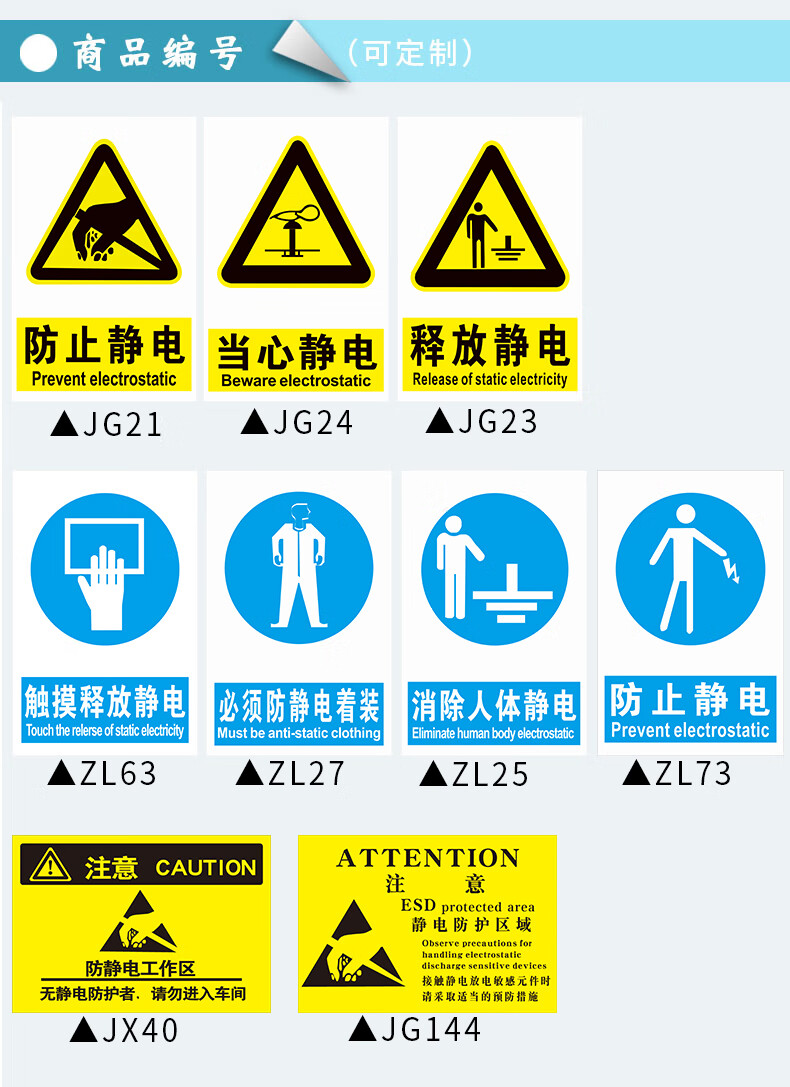 提鬱當心靜電注意防止靜電防護區域接觸觸摸釋放靜電消除人體必須穿