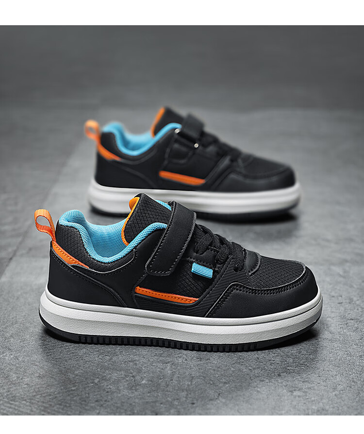 dx&yibaa男童鞋子小学生小白鞋春秋皮面防水中大童白色运动鞋男孩休闲