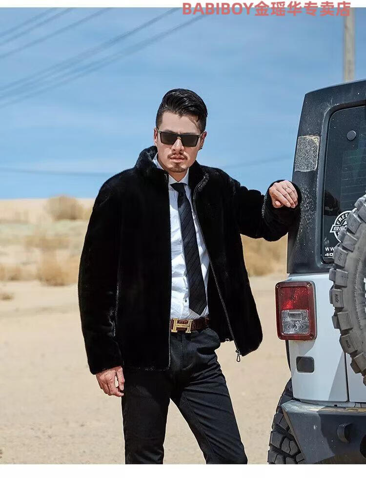 大衣貂皮外套男装整貂皮毛一体海宁皮草男士皮衣水貂绒大衣兔毛貂绒
