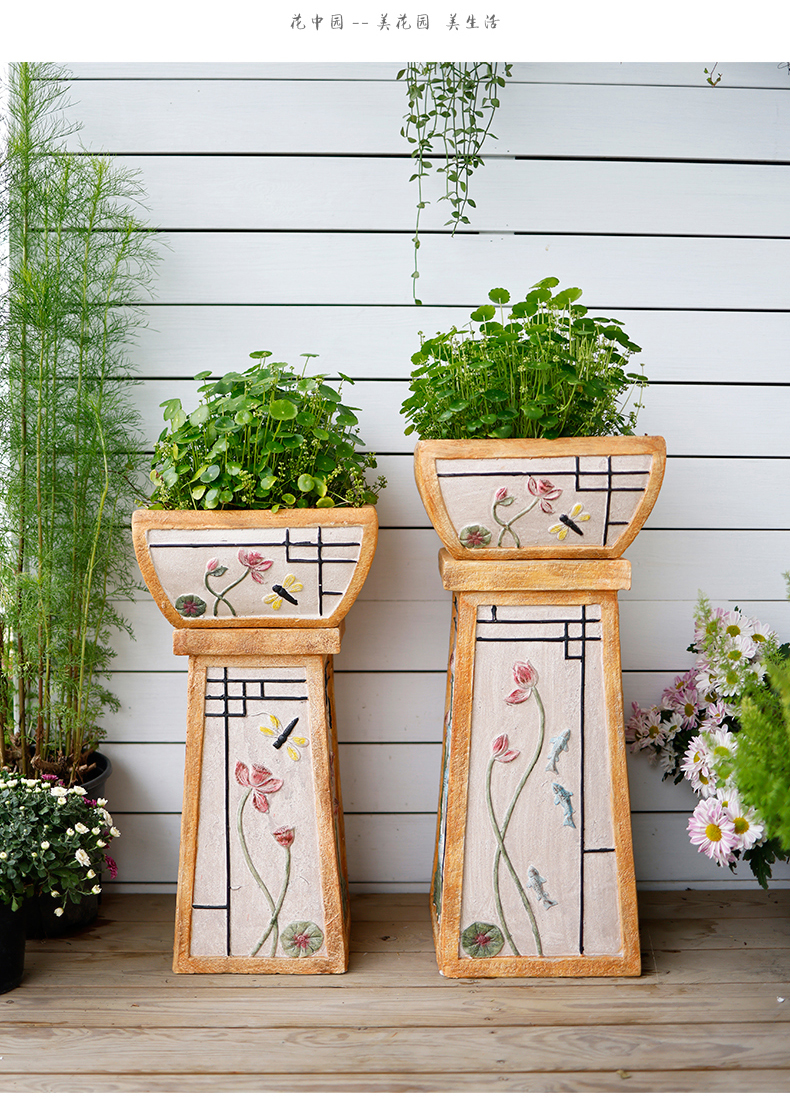 创意花盆新中式花盆创意花园庭院兰花户外大号方形大口径盆景阳台装饰