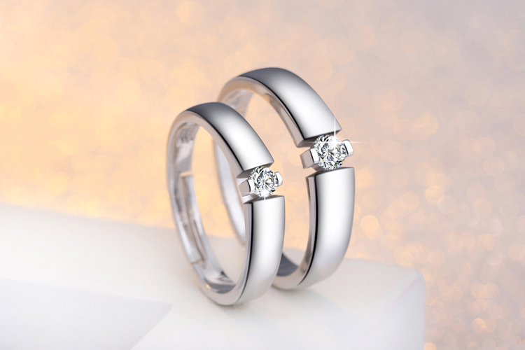 钻石戒指一对戒结婚活开口道具婚庆1克拉仿真钻戒新款 海豚之恋活口一