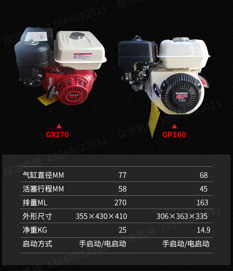 gx200/gx270汽油发动机卡丁车清洗机切割机 本田gx390手启动【图