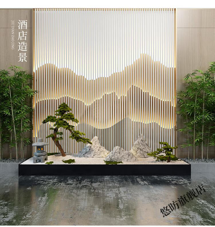 芸婷 枯山水摆件 店内橱窗装饰仿真雪浪石组合楼梯下日式枯山水造景