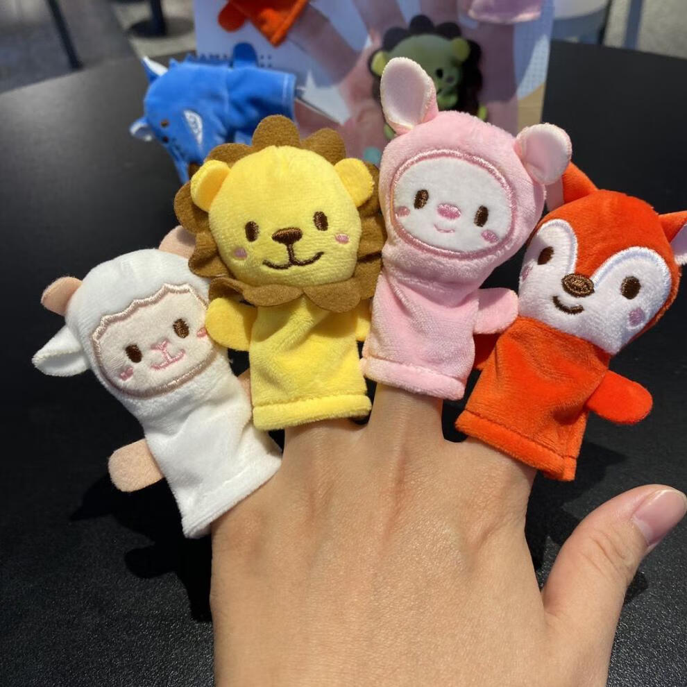 动物手指偶幼儿园教具手偶婴儿毛绒手指手套玩偶宝宝玩具儿童礼物5个