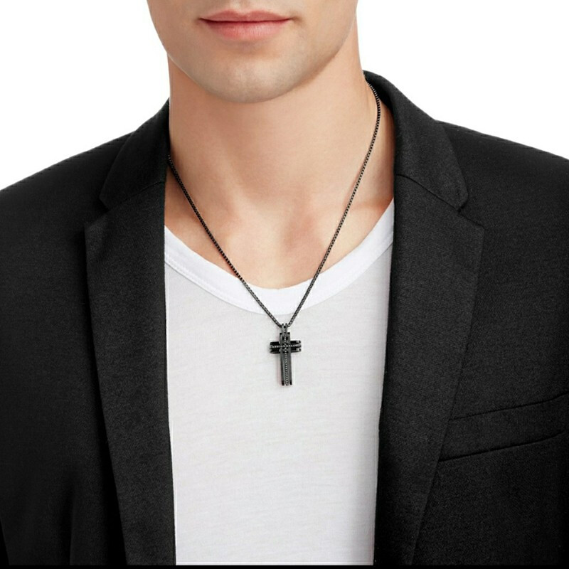 swarovski施华洛世奇黑色镂空十字架项链男士礼物bengalcross项链黑色