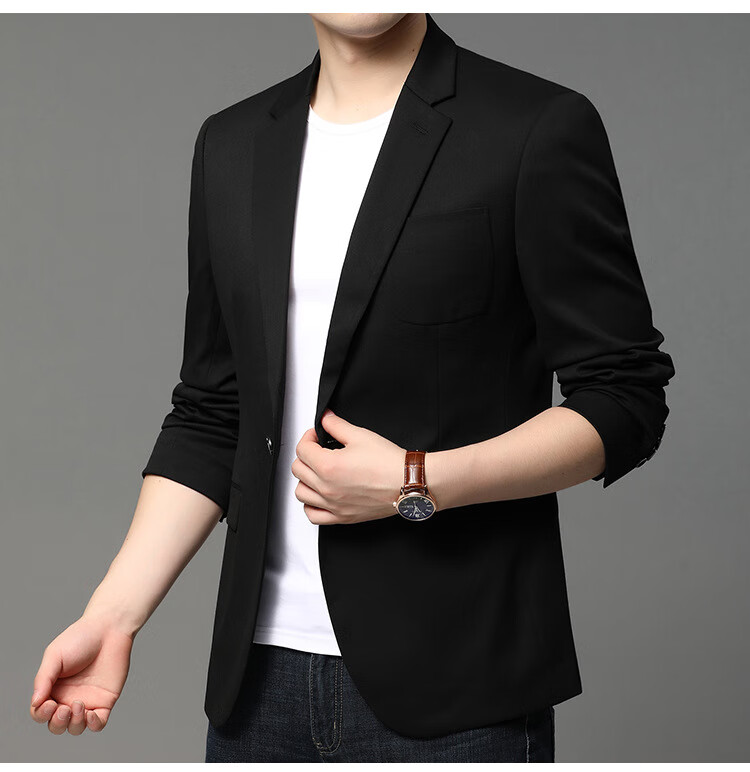太子龙青年男士韩版纯色两粒扣圆下摆休闲西装春秋新品翻领职业西服