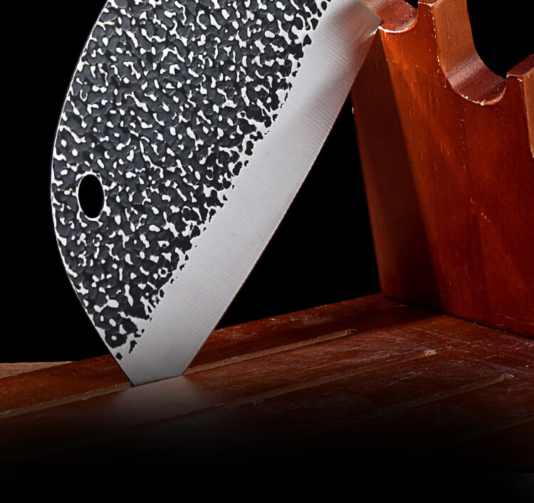 鹿凌青圆头菜刀 抖音菜刀老头刀切菜刀锻打鱼头刀切肉刀不锈钢厨用刀