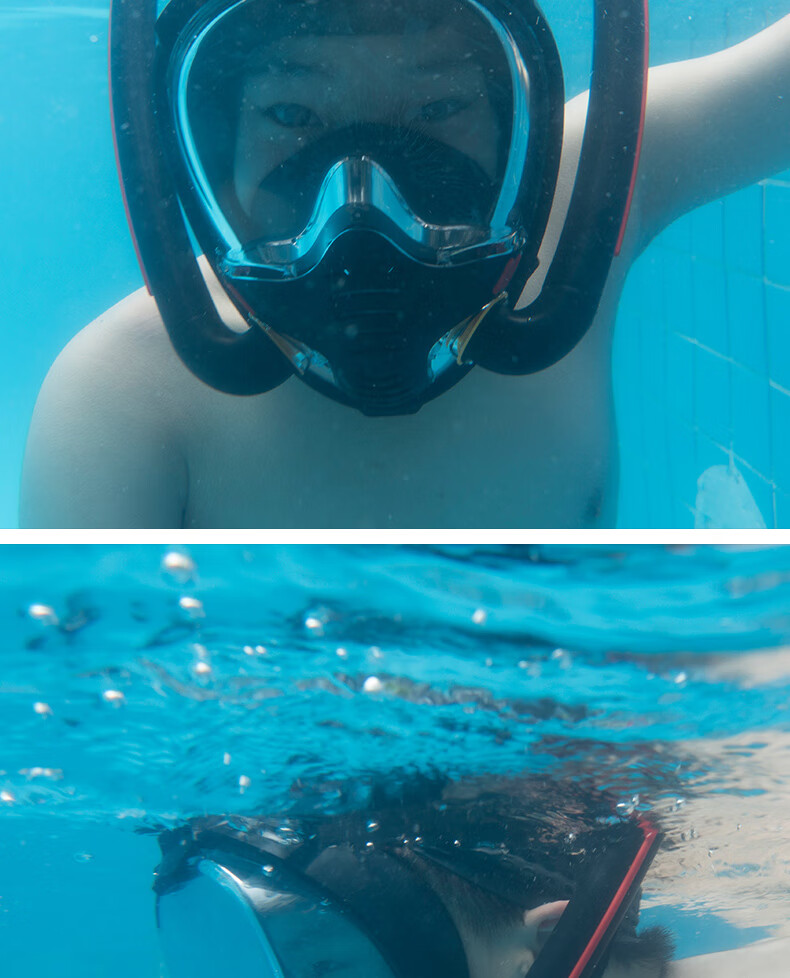戴防毒面具游泳的女生图片