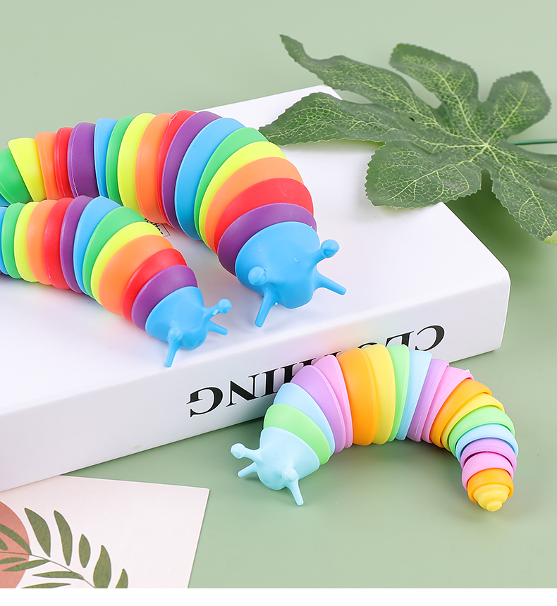 彩虹色毛毛虫玩具解压儿童宝宝减压发泄整蛊鼻涕虫 女 中号解压虫-彩