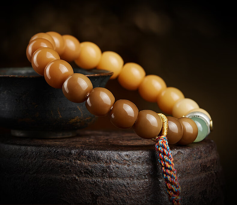 淘运阁菩提根文玩手串女渐变色白玉风化菩提子男手链手捻盘玩念珠手持