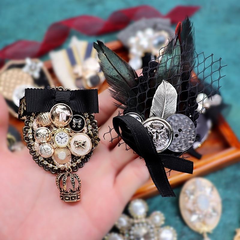 胸针巴洛克宫廷流苏胸花小香风气质大衣配饰女 2-英伦复古皇冠【图片