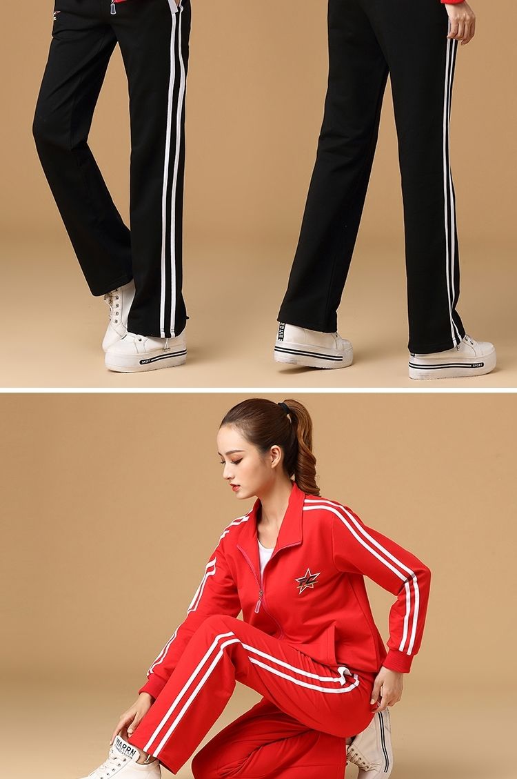 鬼步舞衣服套装女服装新款秋冬加厚大码曳步舞运动跳舞外套五星红运动