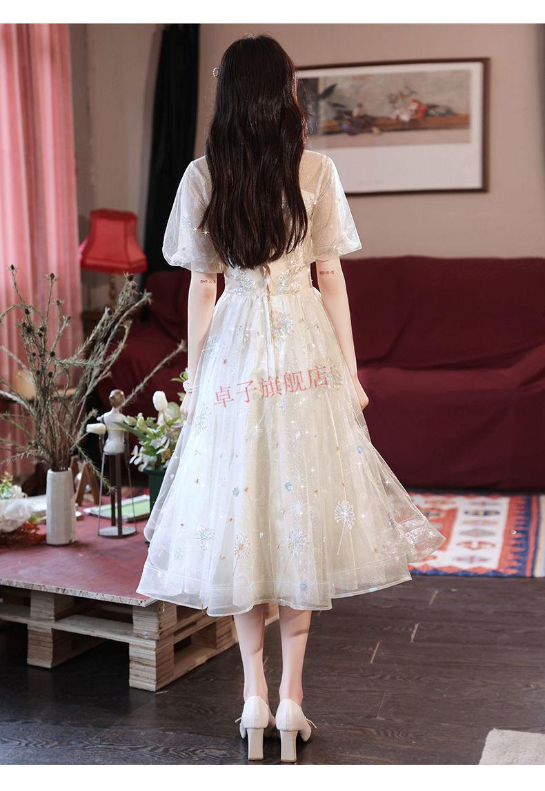 中学生独唱演出服女礼服白色晚礼服裙轻奢小众高端长款平时可穿宴会