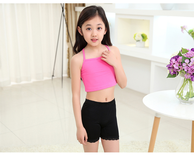 青春期少女背心内衣儿童背心女童小女孩吊带夏季薄款小中童背心黑色