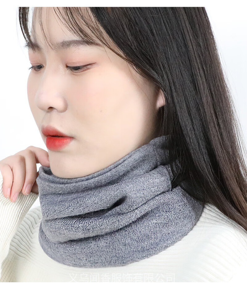 碧冰软糯亲肤保暖围脖针织仿羊绒护颈套头围脖中老年纯色百搭围巾批发