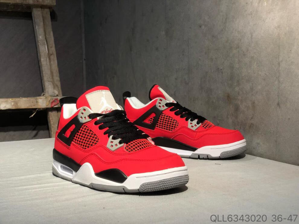 安踏【特价捡漏】学校指定超火 aj4 愤怒的公牛 红色 男女同款中帮